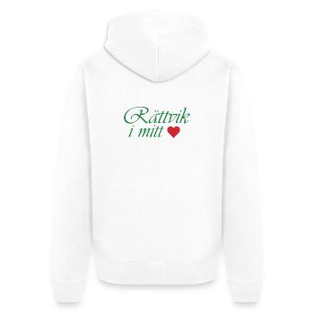 Rättvik in meinem Herzen - Unisex Premium Bio Zip Hoodie - Weiß - Hinten - Thijin (182cm)