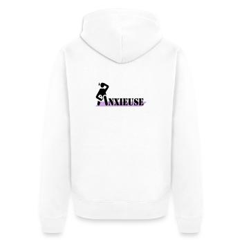 anxious - Unisex Premium Organic Zip Hoodie - white - Back - Thijin (182cm)