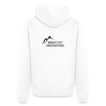 Bergluft Statt Großstadtdruck - Unisex Premium Bio Zip Hoodie - Weiß - Hinten - Thijin (182cm)