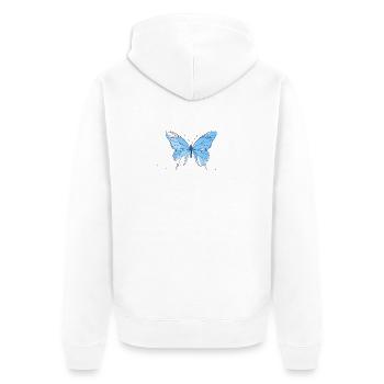 Blue Geometric Butterfly - Unisex Premium Organic Zip Hoodie - white - Back - Thijin (182cm)