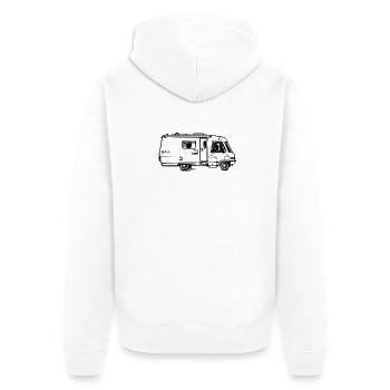 Camper - Illustration - Unisex Premium Bio Zip Hoodie - Weiß - Hinten - Thijin (182cm)