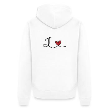 Letter L Initial - Unisex Premium Organic Zip Hoodie - white - Back - Thijin (182cm)