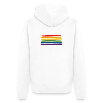 Rainbow Stripes LGBTQIA+- - Unisex Premium Organic Zip Hoodie - white - Back - Thijin (182cm)