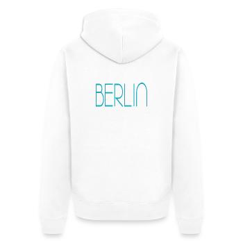 Berlin - Unisex Premium Bio Zip Hoodie - Weiß - Hinten - Thijin (182cm)