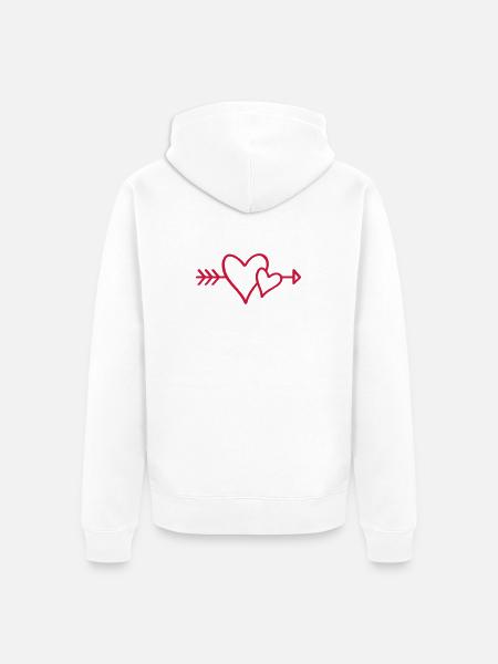 Herzpfeil Minimallinie - Unisex Premium Bio Zip Hoodie - Weiß