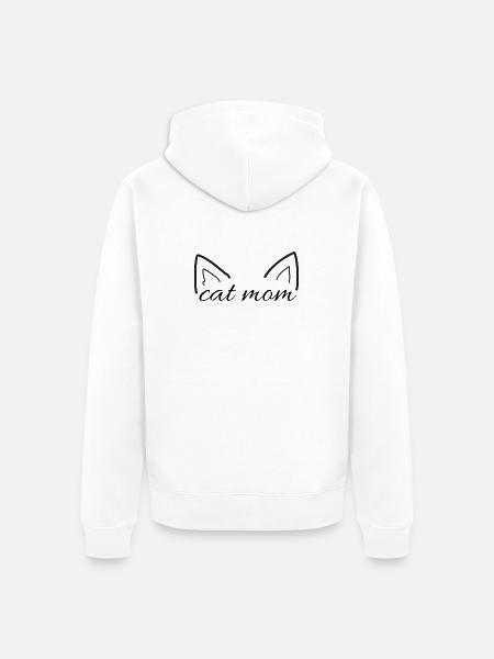 Minimalistische Katzenohrlinien-Kunst - Unisex Premium Bio Zip Hoodie - Weiß