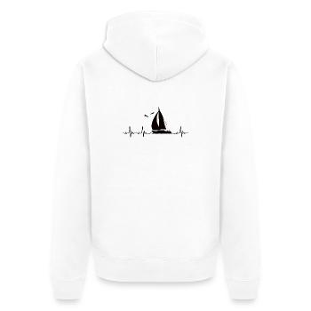 Segeln Segelschiff Heartbeat Segelfan Herzschlag - Unisex Premium Bio Zip Hoodie - Weiß - Hinten - Thijin (182cm)