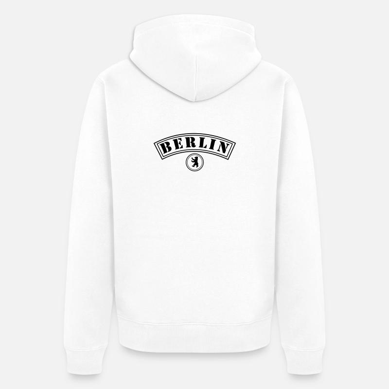 Berlin mit Bär - Unisex Premium Bio Zip Hoodie - Weiß