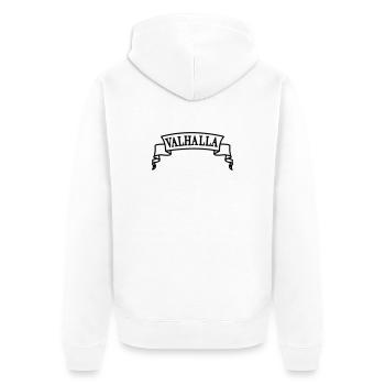 Valhalla in the banner - Unisex Premium Organic Zip Hoodie - white - Back - Thijin (182cm)