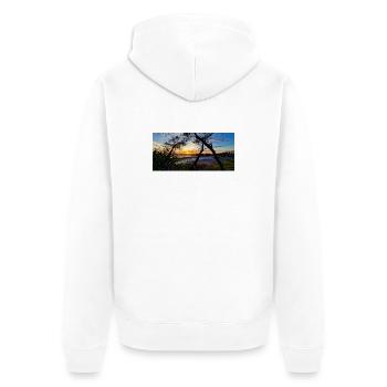 Sonnenuntergang über der Wildnis - Unisex Premium Bio Zip Hoodie - Weiß - Hinten - Thijin (182cm)