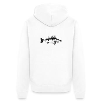 Zander Motiv - Unisex Premium Bio Zip Hoodie - Weiß - Hinten - Thijin (182cm)