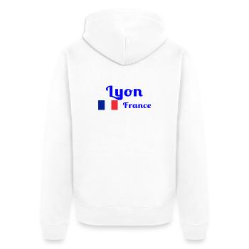 Lyon France- Imprimés stylés - Veste à capuche bio Premium Unisexe - blanc - Dos - Thijin (182cm)