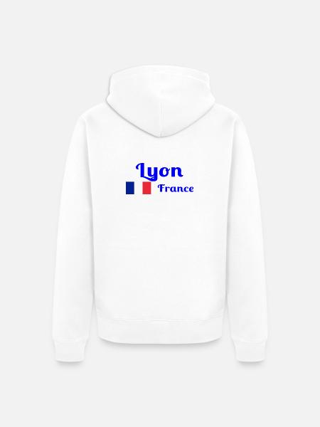 Lyon France- Imprimés stylés - Veste à capuche bio Premium Unisexe - blanc