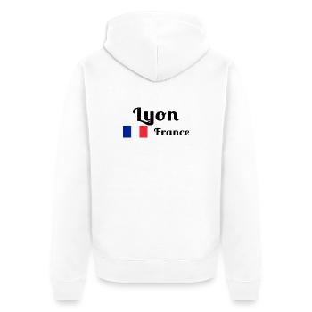 Lyon France- Imprimés stylés - Veste à capuche bio Premium Unisexe - blanc - Dos - Thijin (182cm)