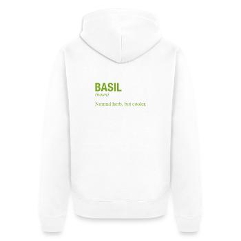 BASIL Basilikum - Unisex Premium Bio Zip Hoodie - Weiß - Hinten - Thijin (182cm)