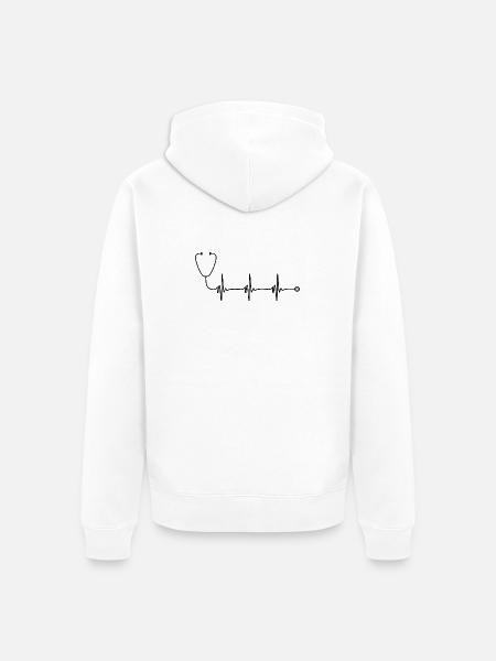 Geometric Mountain Landscape Illustration - Unisex Premium Organic Zip Hoodie - white