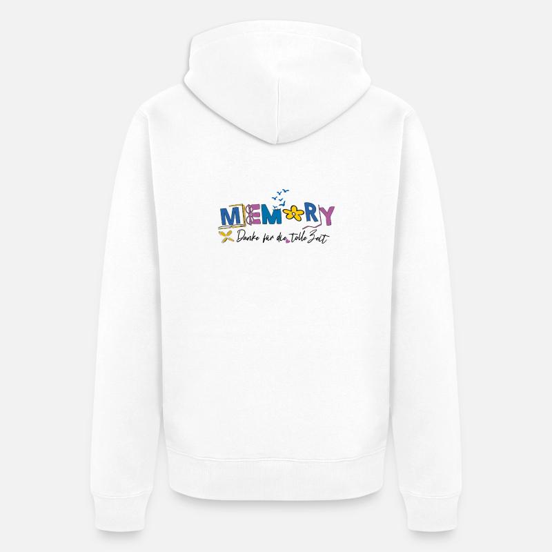 Memory schön war die Zeit - Unisex Premium Bio Zip Hoodie - Weiß