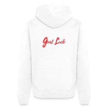 Good Luck Design in Calligraphic Style - Unisex Premium Organic Zip Hoodie - white - Back - Thijin (182cm)