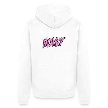 Money Illustration with Vivid Typography - Unisex Premium Organic Zip Hoodie - white - Back - Thijin (182cm)