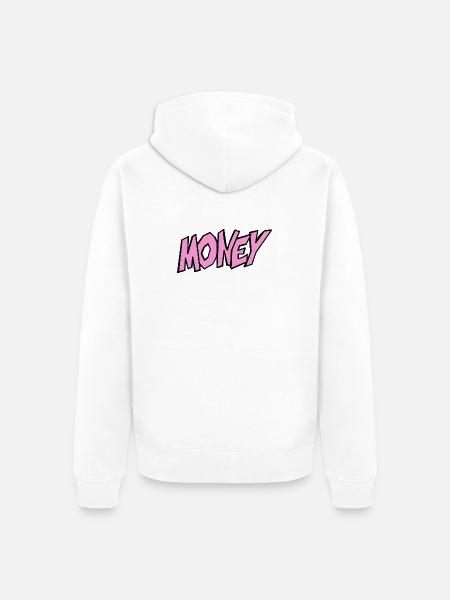 Geld-Illustration mit Lebendiger Typografie - Unisex Premium Bio Zip Hoodie - Weiß