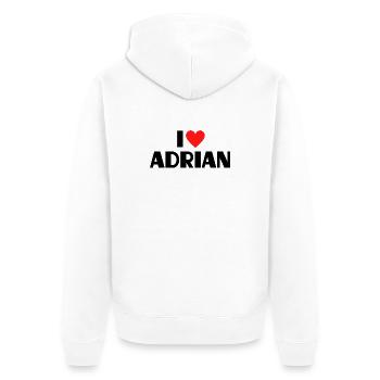 I love Adrian Red Heart Love Fan Gift - Unisex Premium Organic Zip Hoodie - white - Back - Thijin (182cm)