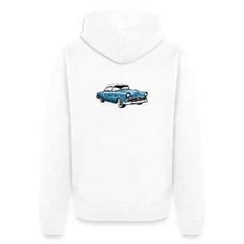 Retro US car in blue - Unisex Premium Organic Zip Hoodie - white - Back - Thijin (182cm)