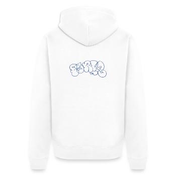 Blue graffiti lettering in Paris style - Unisex Premium Organic Zip Hoodie - white - Back - Thijin (182cm)