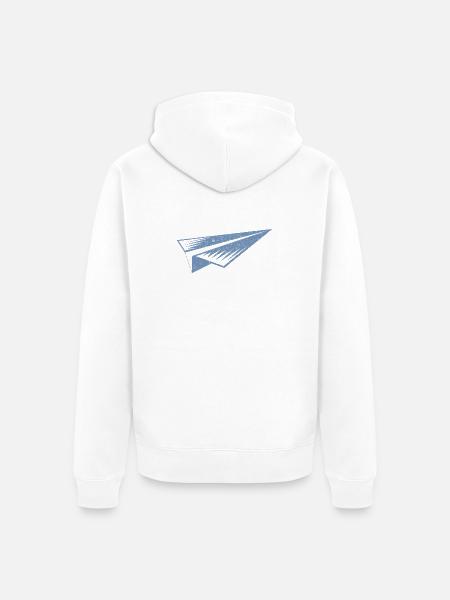 Papierflieger Silhouette Grunge Stil - Unisex Premium Bio Zip Hoodie - Weiß