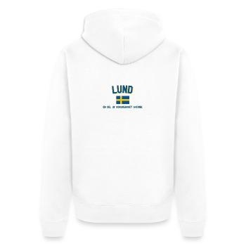 Lund et le drapeau suédois - Veste à capuche bio Premium Unisexe - blanc - Dos - Thijin (182cm)