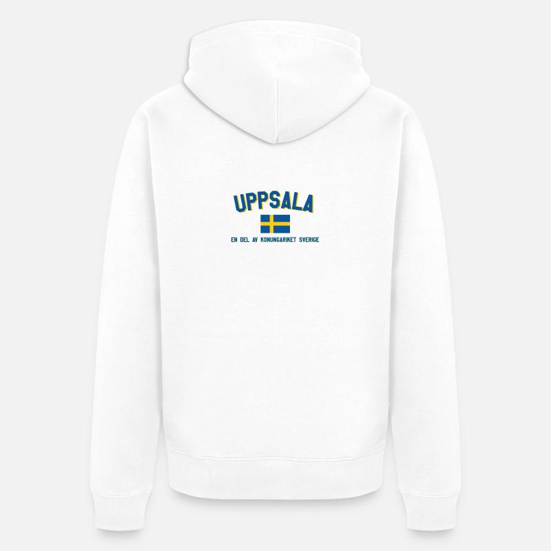 Logo d’Uppsala avec drapeau - Veste à capuche bio Premium Unisexe - blanc
