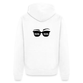 SUS Sonnenbrillen Meme Design - Unisex Premium Bio Zip Hoodie - Weiß - Hinten - Thijin (182cm)