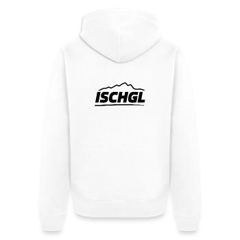 Ischgl - Création de souvenirs - Veste à capuche bio Premium Unisexe - blanc - Dos - Thijin (182cm)