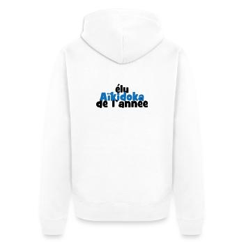 Aikido – Kampfsport – Aikido - Unisex Premium Bio Zip Hoodie - Weiß - Hinten - Thijin (182cm)