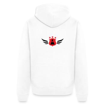 Badminton - Sport - Racket - Unisex Premium Organic Zip Hoodie - white - Back - Thijin (182cm)