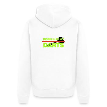 Fabriqué pour les fléchettes, édition néon, cent quatre-vingts - Veste à capuche bio Premium Unisexe - blanc - Dos - Thijin (182cm)