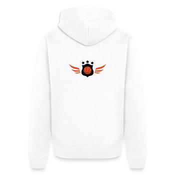 Basketball für immer – Dunk-Court-Wettkampfsport - Unisex Premium Bio Zip Hoodie - Weiß - Hinten - Thijin (182cm)