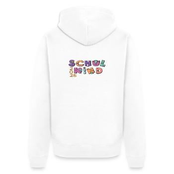 Schulkind 2026  Bunte Buchstaben - Unisex Premium Bio Zip Hoodie - Weiß - Hinten - Thijin (182cm)