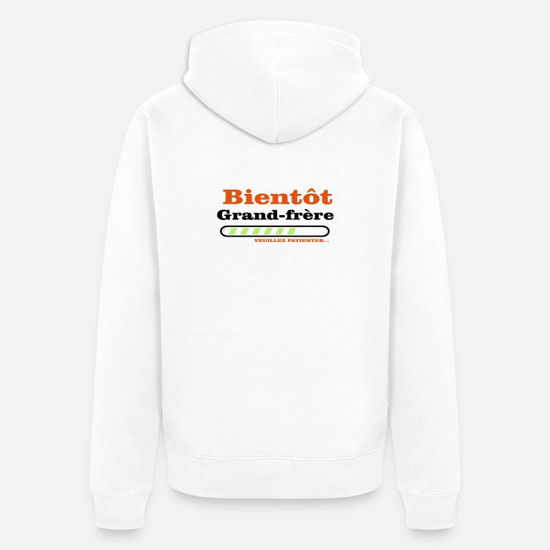 Bald ein großer Bruder - Unisex Premium Bio Zip Hoodie - Weiß