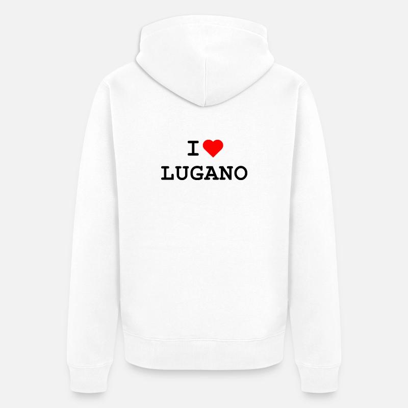 J’adore Lugano - Ich liebe Lugano - Veste à capuche bio Premium Unisexe - blanc