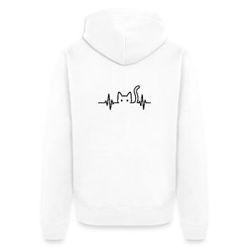 Katze Herzschlag Katzenliebhaber Geschenkidee - Unisex Premium Bio Zip Hoodie - Weiß - Hinten - Thijin (182cm)