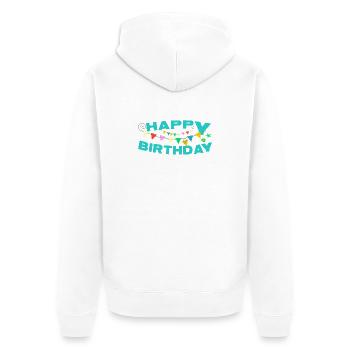 Happy birthday with colorful Gerlanden - Unisex Premium Organic Zip Hoodie - white - Back - Thijin (182cm)