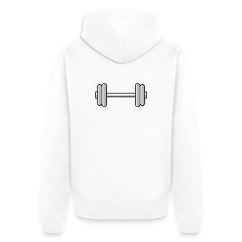 Hantel gewichte icon - Unisex Premium Bio Zip Hoodie - Weiß - Hinten - Thijin (182cm)