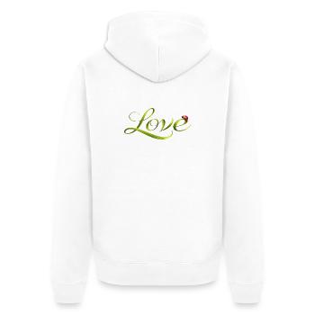 Love font made of blade of grass with ladybug - Unisex Premium Organic Zip Hoodie - white - Back - Thijin (182cm)