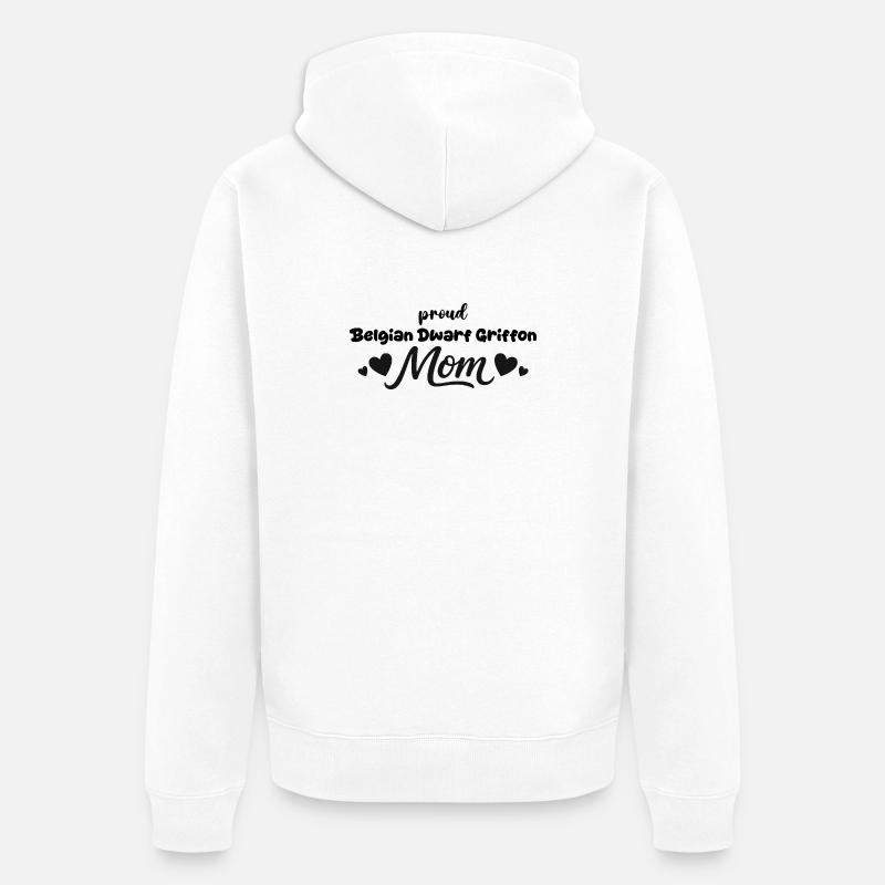 Mère griffon fière, griffon nain belge - Veste à capuche bio Premium Unisexe - blanc