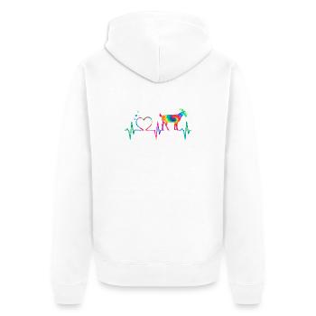 Regenbogenherzziege - Unisex Premium Bio Zip Hoodie - Weiß - Hinten - Thijin (182cm)