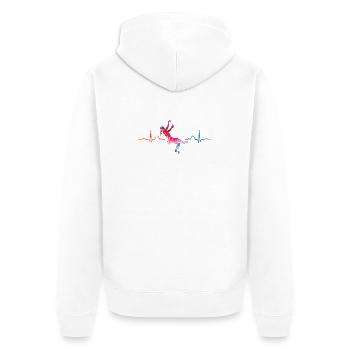 Boulderer heartbeat Bouldering Bouldering - Unisex Premium Organic Zip Hoodie - white - Back - Thijin (182cm)