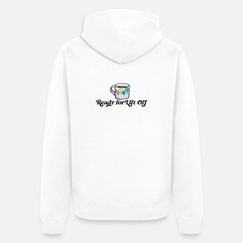 Décollage de la tasse en ballon - Veste à capuche bio Premium Unisexe - blanc