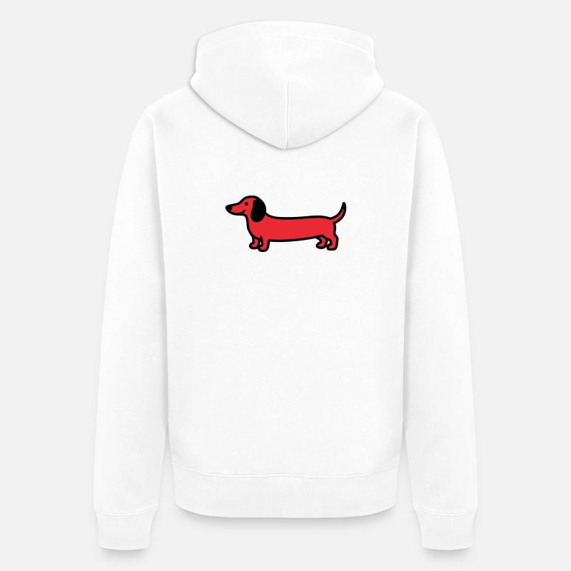 Jagdhund Dackel Profil Vektor - Unisex Premium Bio Zip Hoodie - Weiß