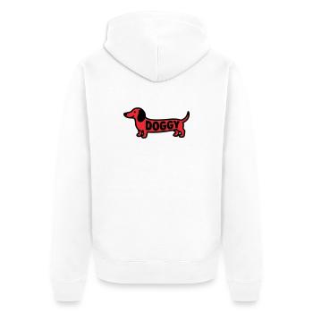 Dackel Hund Doggy Spruch Rot - Unisex Premium Bio Zip Hoodie - Weiß - Hinten - Thijin (182cm)