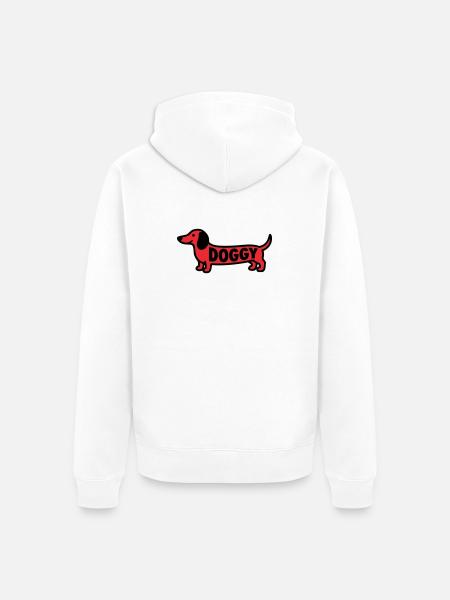 Dachshund Dog Doggy Saying Red - Unisex Premium Organic Zip Hoodie - white